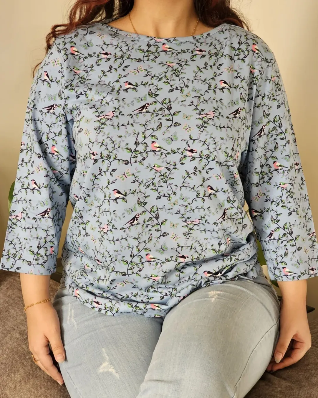 بلوز آستین سه ربع نخی وارداتی