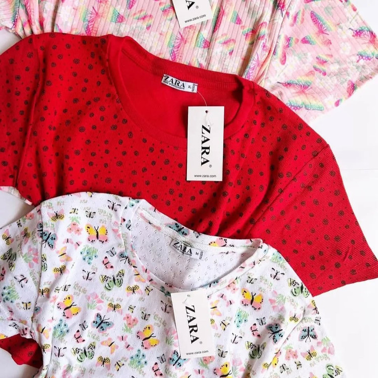 کراپ تیشرت قواره دار برند ZARA
